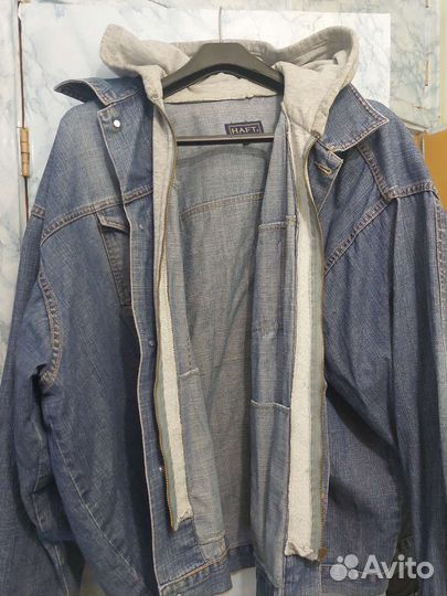 Джинсовая куртка с капюшоном большая