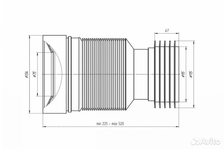 Гофрированная труба ани пласт K828 для унитаза 110