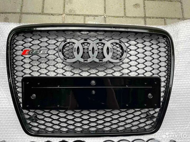Решетка Audi a6 c6 05-11 RS6 под парктроника хром