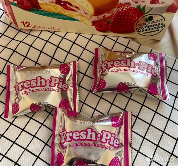 Бисквитное печенье orion Fresh Pie Клубника-Малина