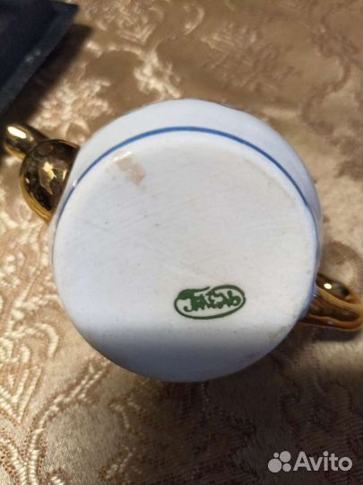 Сахарница самовар с чайничком, Гжель