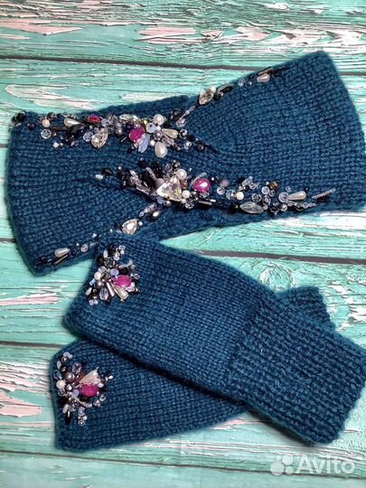Митенки и повязка ручной работы