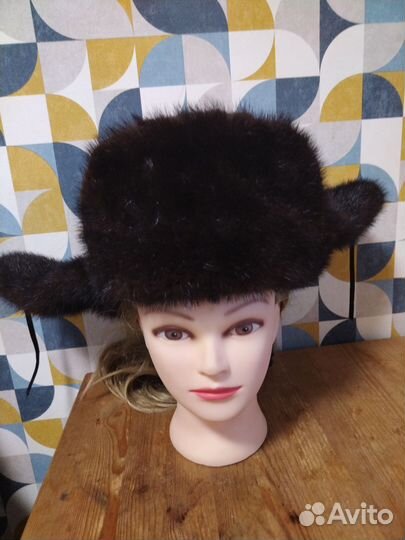 Норковая шапка ушанка мужская