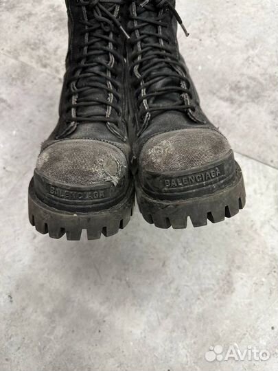 Balenciaga strike distressed boots