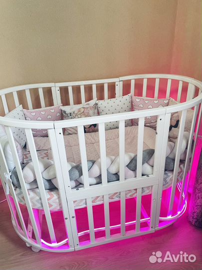 Детская кроватка с маятником 7в1