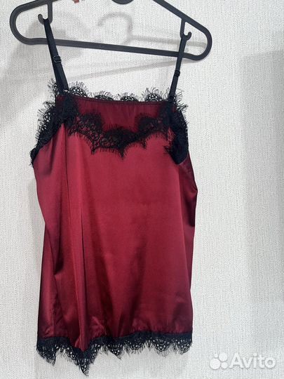 Топ майка атласная кружевная