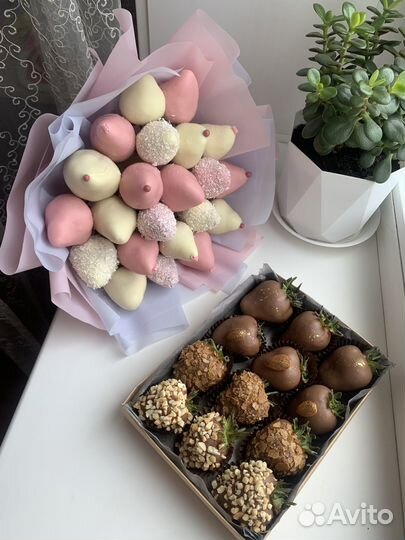 Букеты из клубники в шоколаде