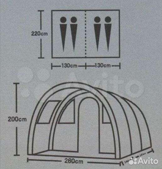 Палатка тент с прихожей 4-х местная