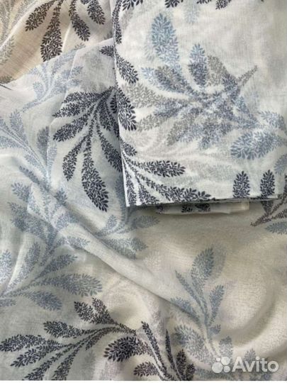 Тюль под Лен белая с рисунком для гостиной