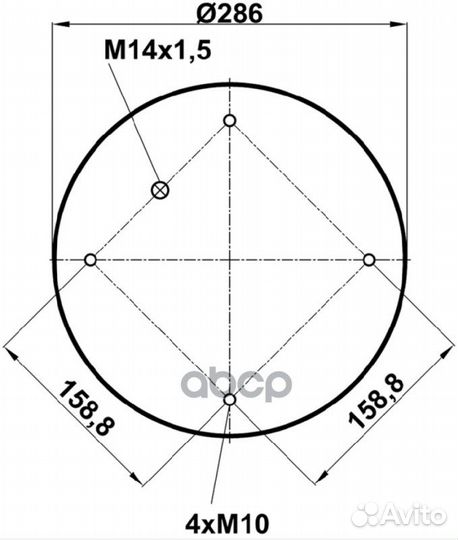 4813NP06 пневмоподушка со стаканом 4отв.M10 1о