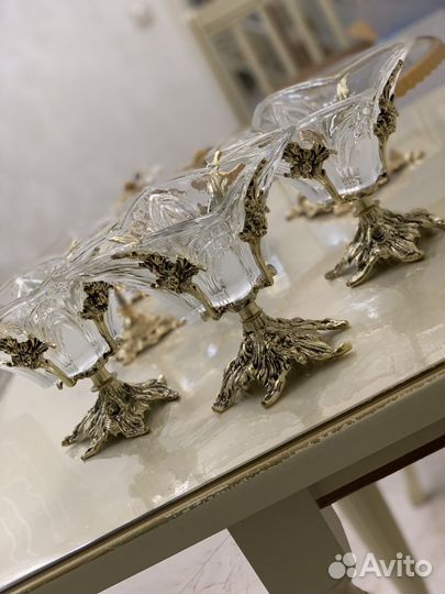 Ваза цветочная бронза, хрусталь