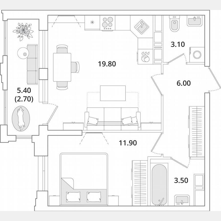 1-к. квартира, 47 м², 9/13 эт.
