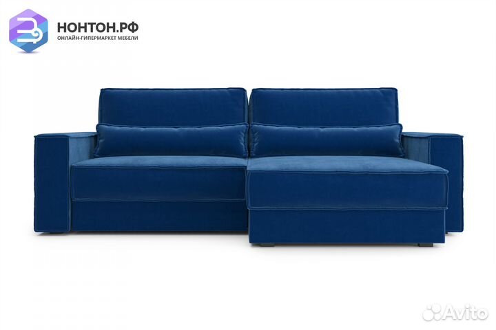 Диван угловой тик-так Сохо темно-синий