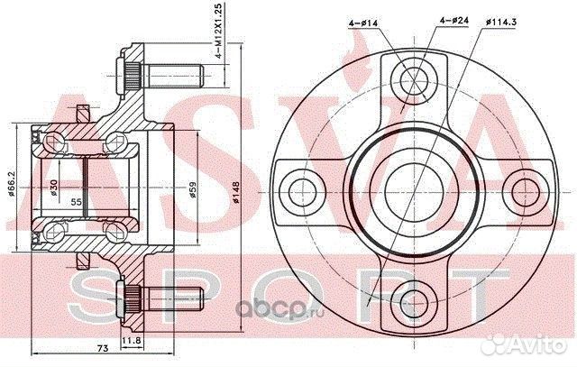 Ступица колеса с ABS зад правлев