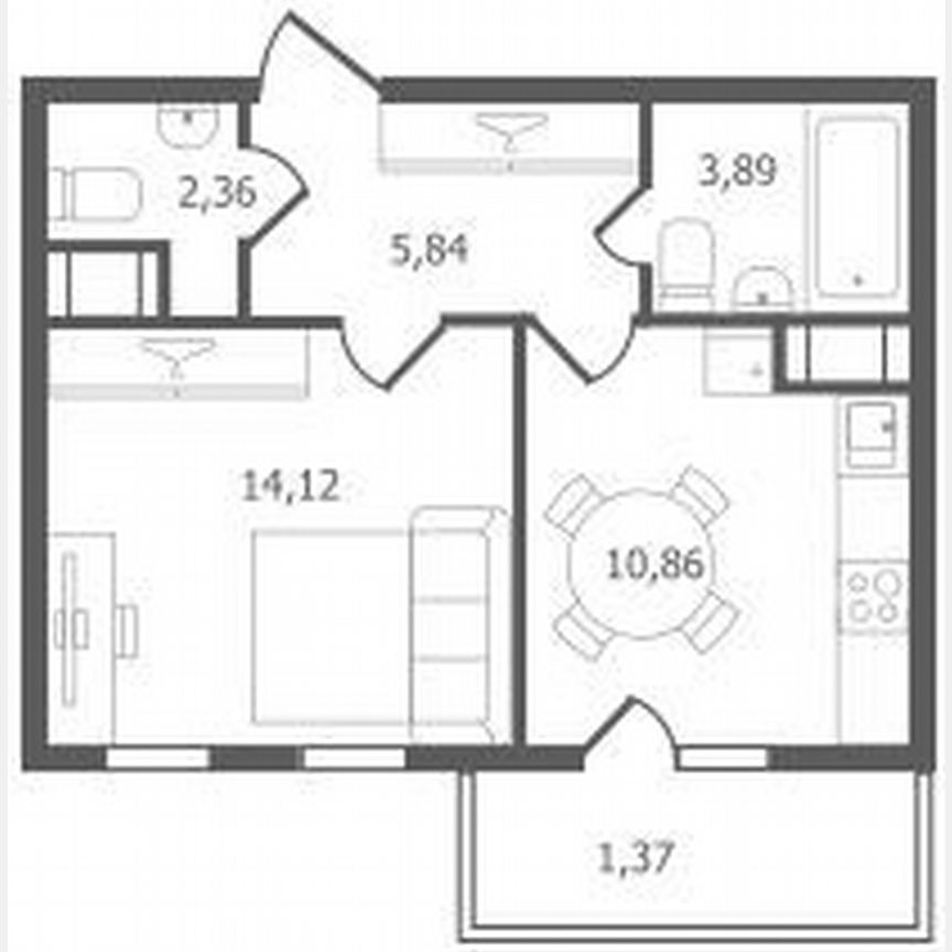 1-к. квартира, 38,4 м², 5/11 эт.