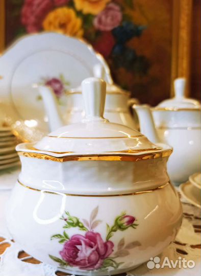 Сервиз чайный фарфор Чайная роза Thun Чехословакия