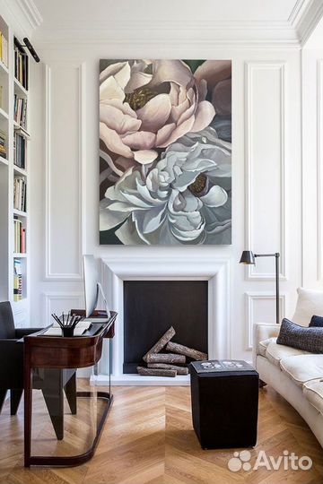 Интерьерная картина «Пионы», картина маслом, абстр