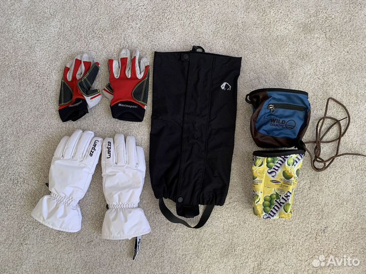 Мешки для магнезии, перчатки, гамаши, веревки