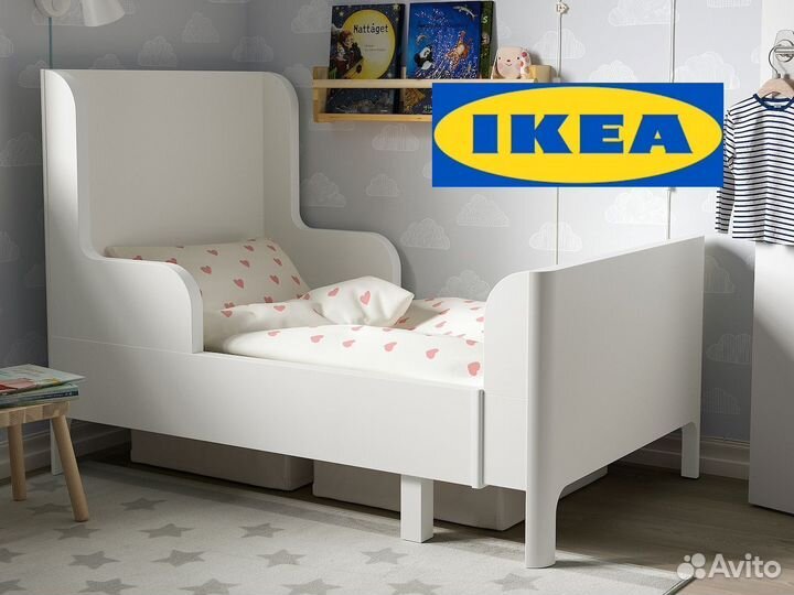 Детская раздвижная кровать икеа busunge 80х200