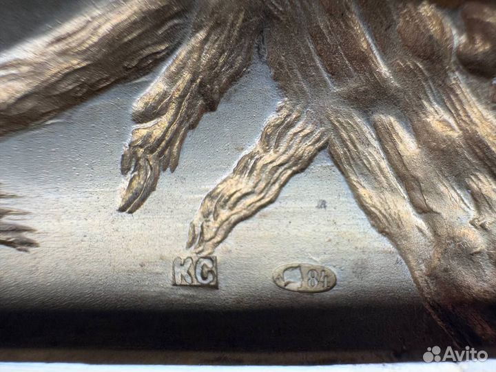 Портсигар Мишки в лесу 84 проба серебро