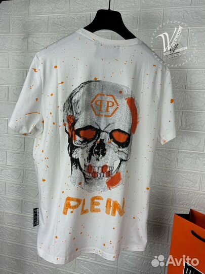 Футболка Philipp Plein Orange Skull Премиум