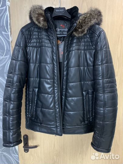 Куртка кожанная зимняя мужская