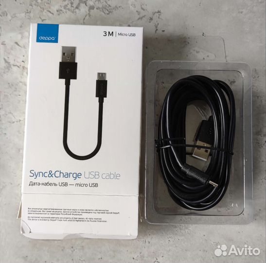 Кабель Deppa USB - microUSB, 3m, черный