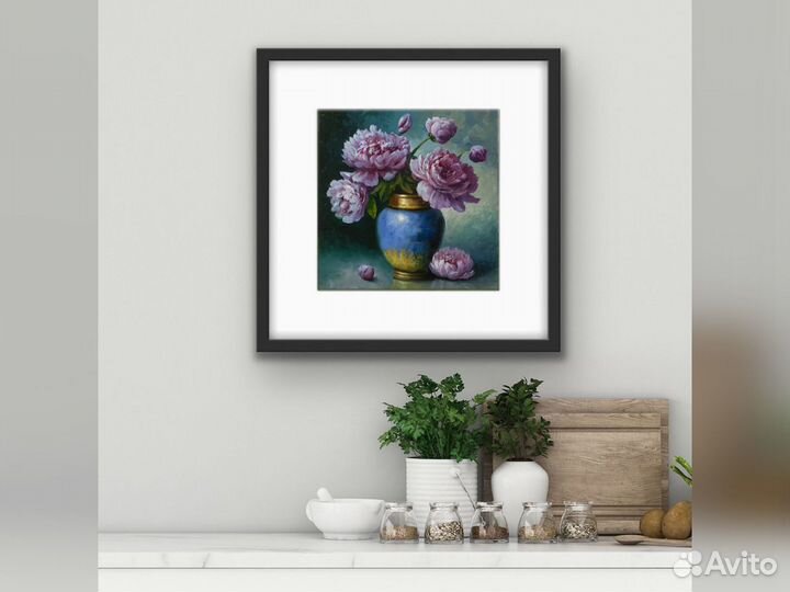 Картина маслом на холсте цветы ручная работа