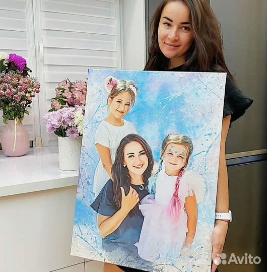 Портрет на холсте c фото