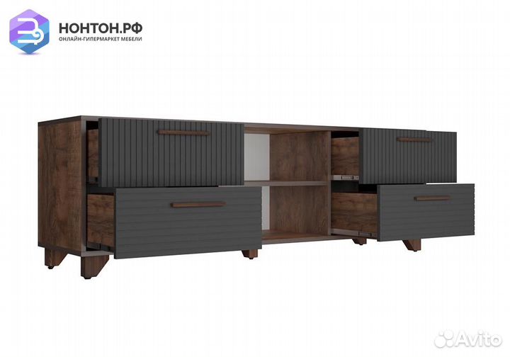 Тв-тумба с нишей Копенгаген дуб самдал / серый гра