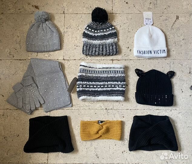 Шапки детские Zara, HM, Borelli, варежки, перчатки