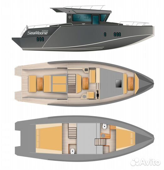 Алюминиевый катер 10м с двумя каютами Seamoone1050