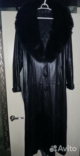 Кожаный плащ женский длинный 50 52 54