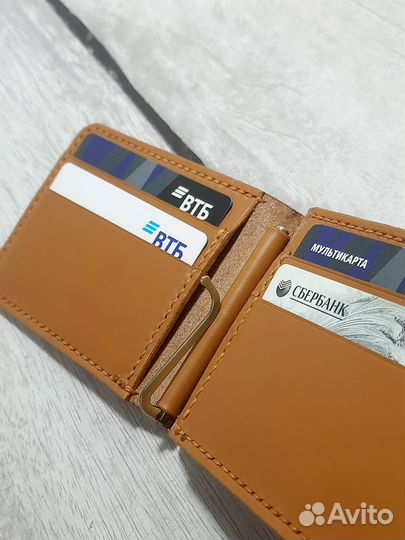 Зажим, Держатель для купюр натуральная кожа