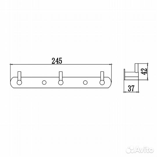 Планка с крючками Savol S-007213H, черный