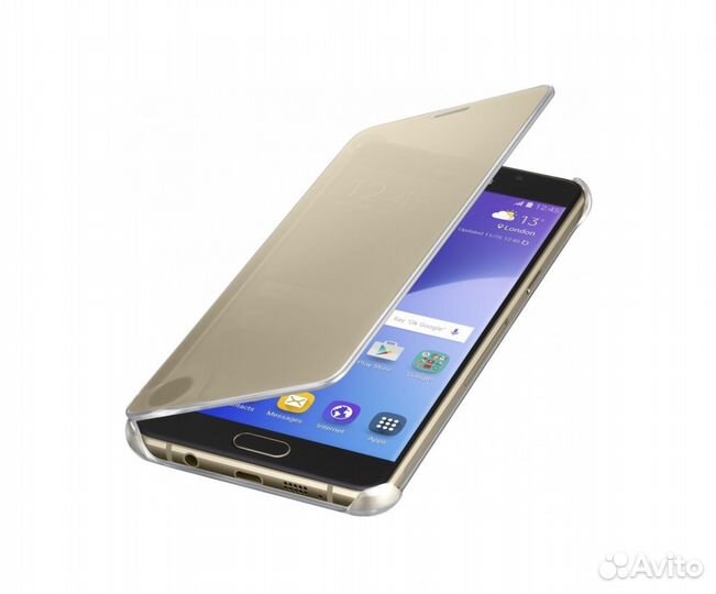 Оригинал Чехол Clear View - Samsung A5 (2016) Gold