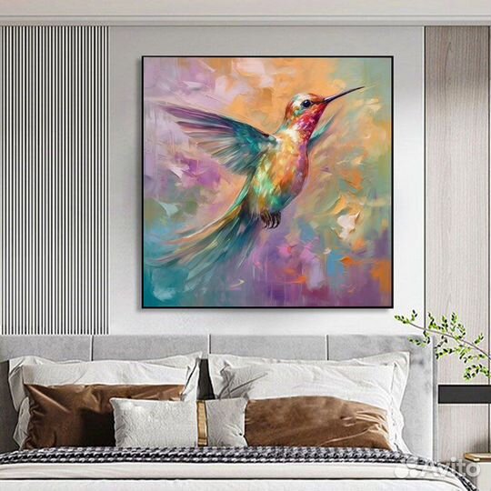 Нежная картина маслом на холсте Полет колибри