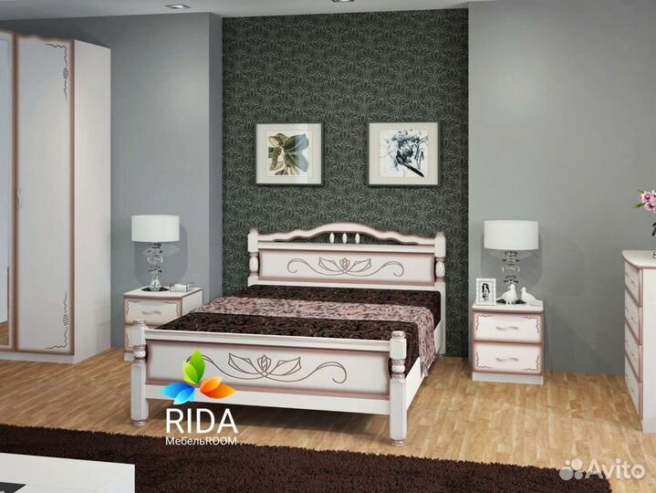 Кровать светлая из массива 160х200