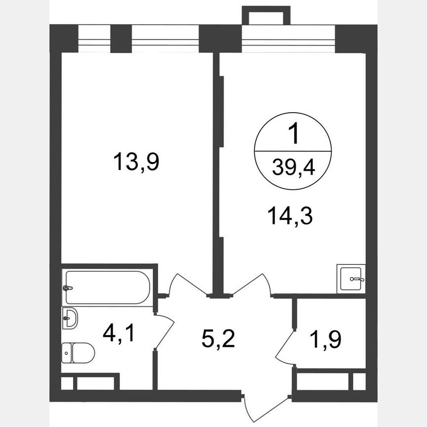 1-к. квартира, 39,4 м², 18/20 эт.