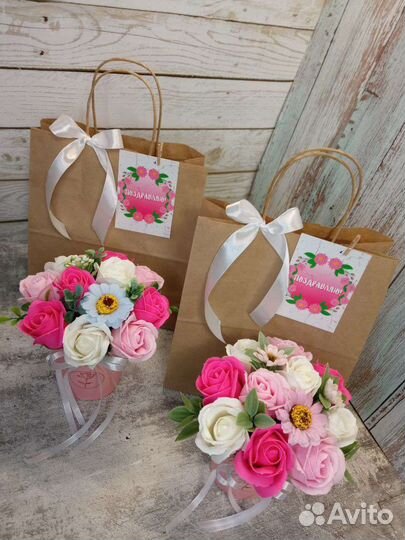 Букеты из мыльных цветов на 8 марта