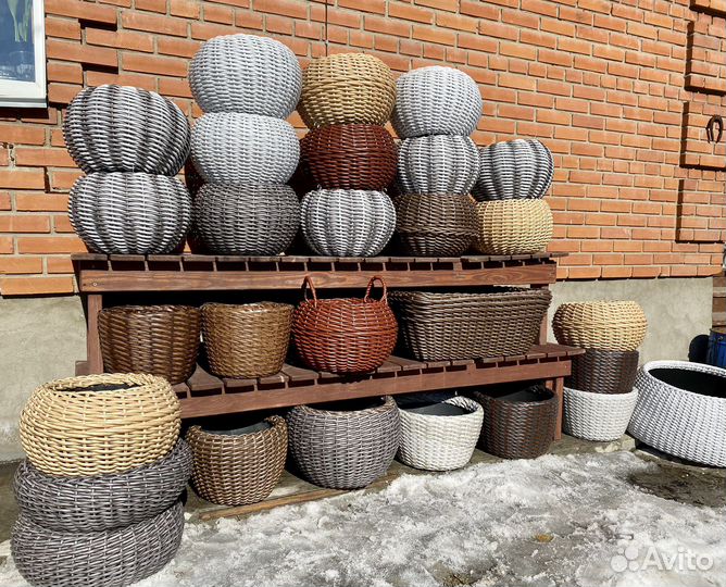 Плетеные кашпо из эко ротанга