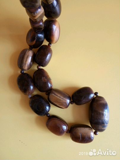 Бусы из натурального камня тигровый глаз. Новые. М