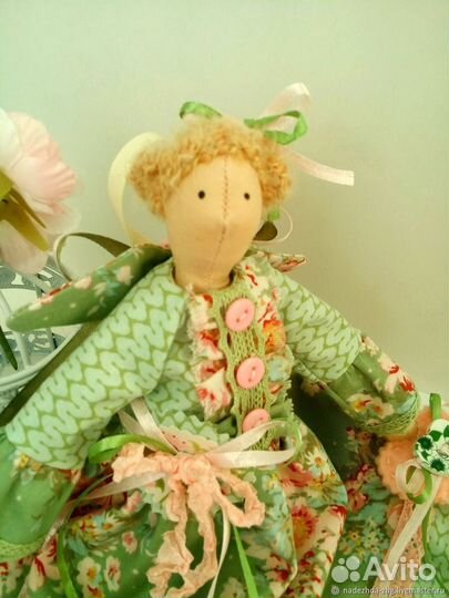 Летний Ангел в стиле тильда, кукла в подарок