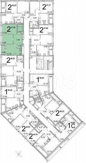 2-к. квартира, 47,3 м², 7/9 эт.