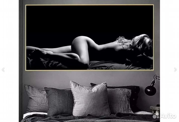 Стильная картина на холсте. Девушка в чб