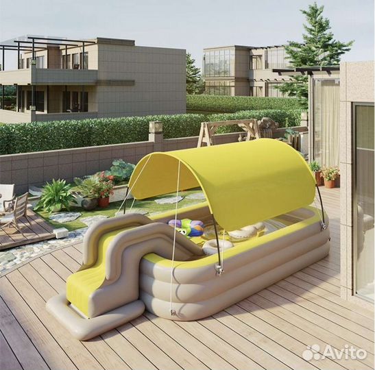 Надувной бассейн с горкой