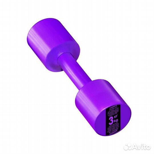 Гантеля 3кг неразборная тренировочная пластиковая