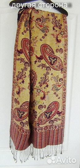 Палантин двусторонний бахрома Пашмина