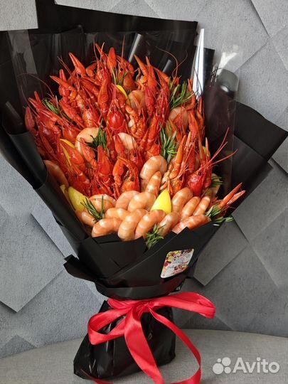 Букет, бокс из раков креветок, съедобные букеты