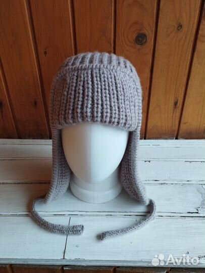 Шапка ушанка женская вязаная